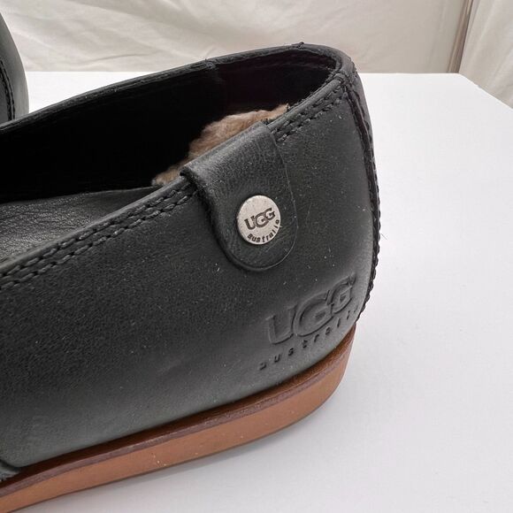 UGG Men\'s Leather Slip On Casual Loafers Shoes Black Size 10 main image 7